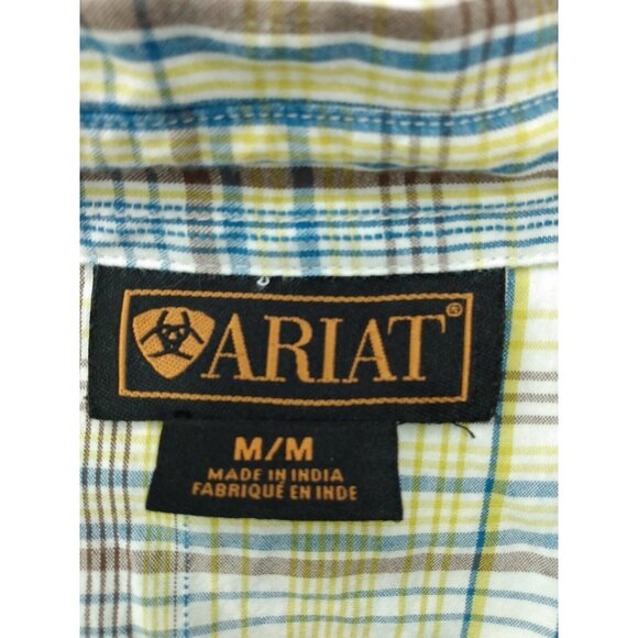 Ariat Womens Sz M Pearl Snap Western Shirt Multicolor Plaid Long Sleeve - Picture 4 of 5